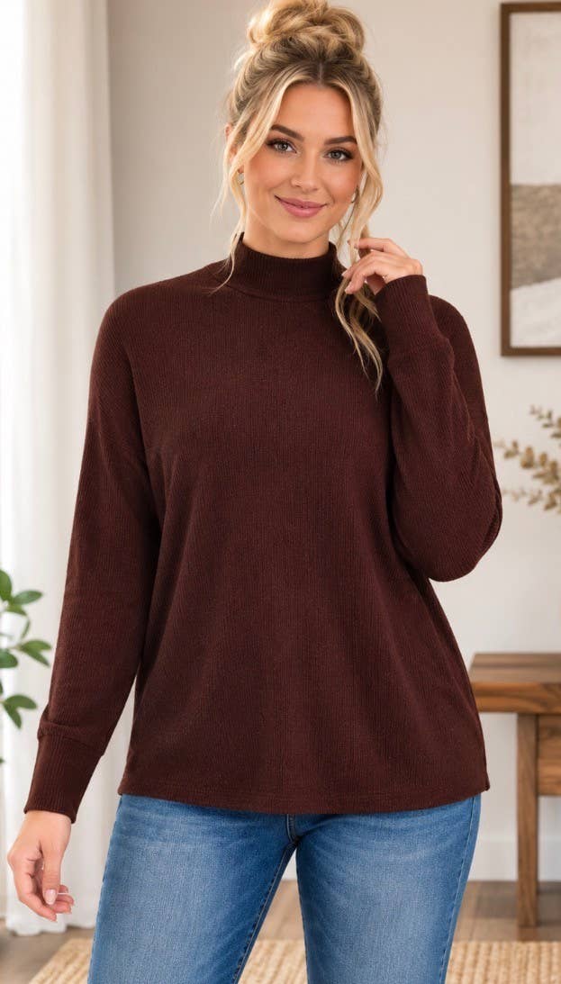 Mock Neck Long Sleeve Sweater