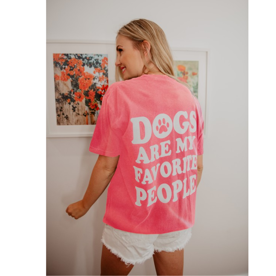 Dogs Are My Favorite People Tee (Cranberry)