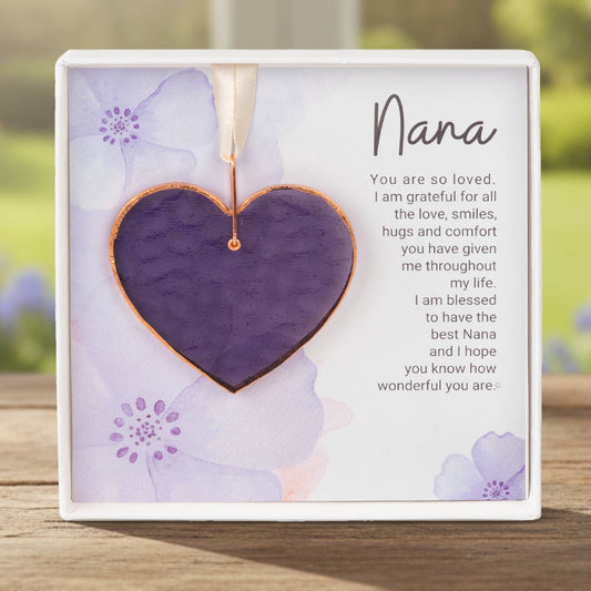 Nana Keepsake Gift – Handmade Stained Glass Heart