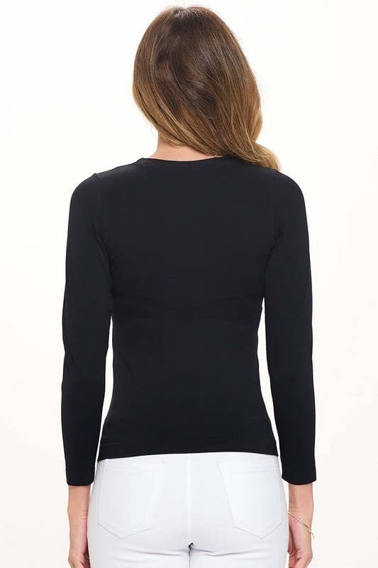 Women's Seamless Round Neck Long Sleeve Top