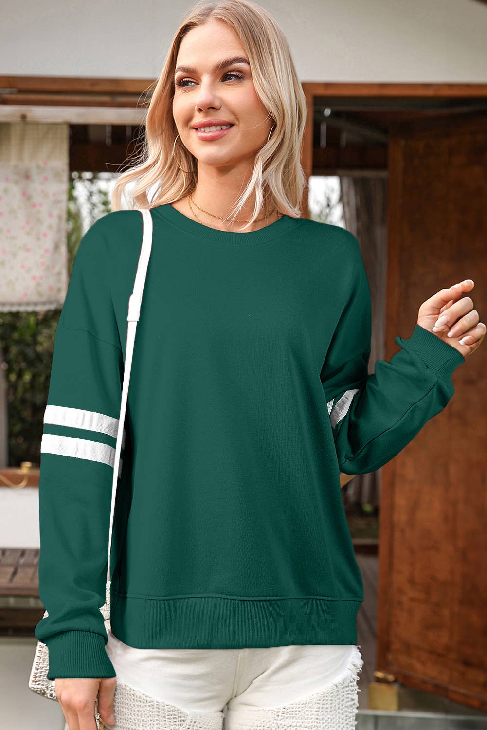 Varsity Stripe Drop Shoulder Oversize Sweatshirt