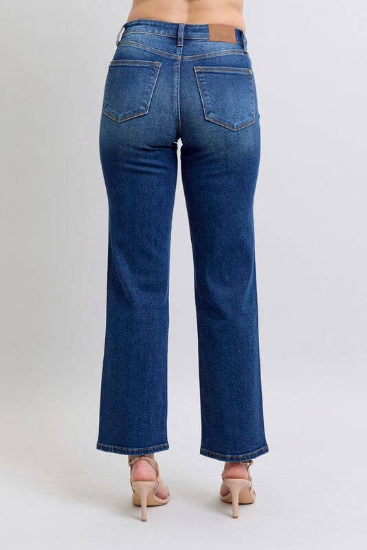 Judy Blue Mid Rise Side Seam Detail Straight Fit (28" inseam)