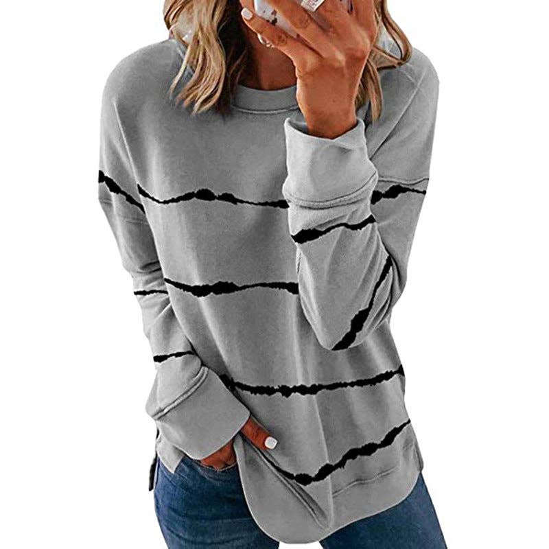 Striped Crewneck Oversized Casual Top