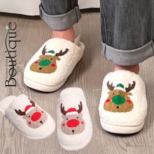 Reindeer Winter Fleece Slipper Collection