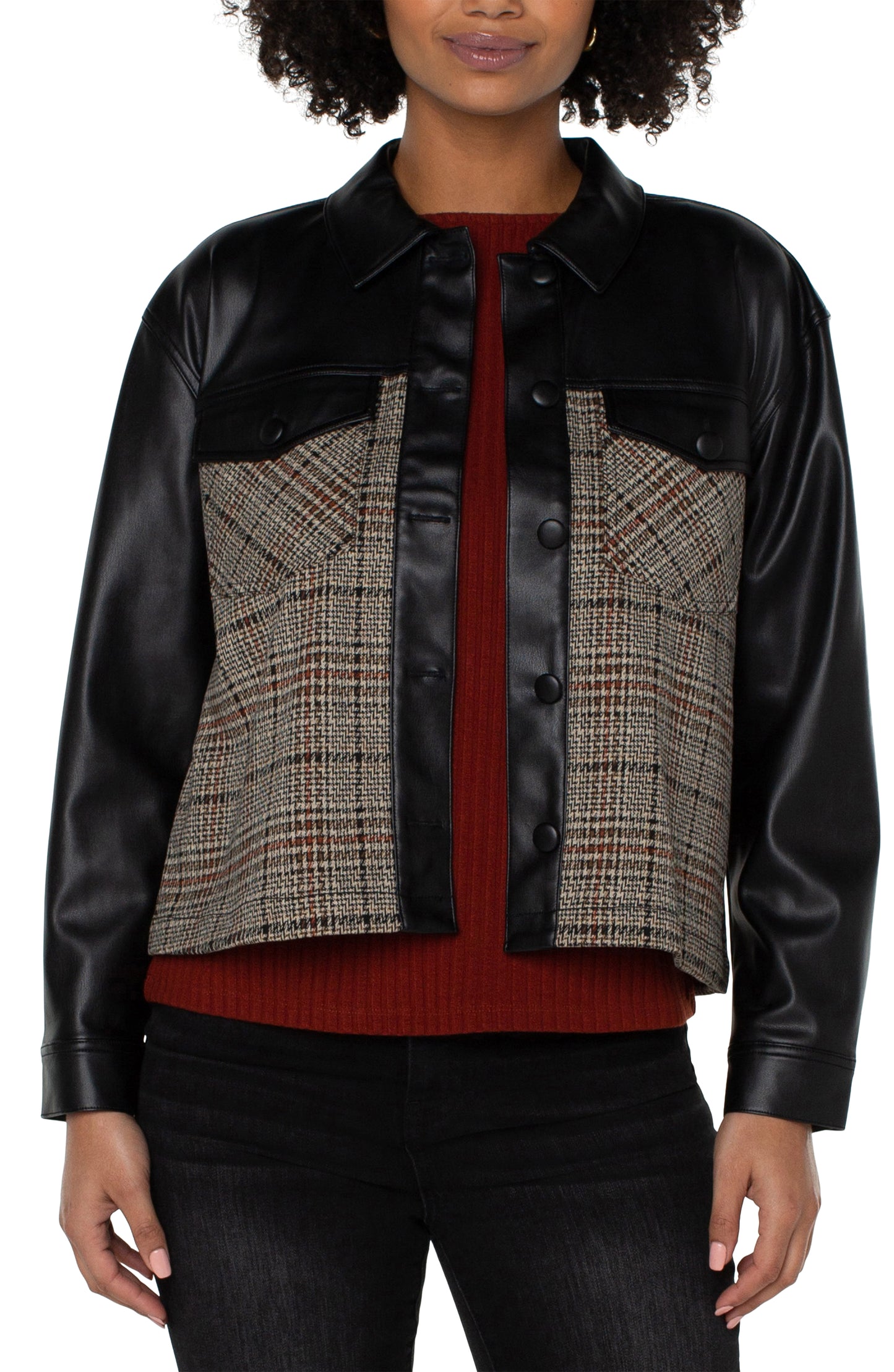 Liverpool Shirt Jacket w/Contrast Sleeves (Black/Tan)