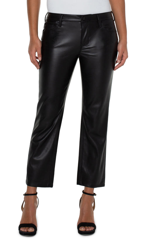 Liverpool Kennedy Vegan Leather Crop Straight (27" inseam) (Black)