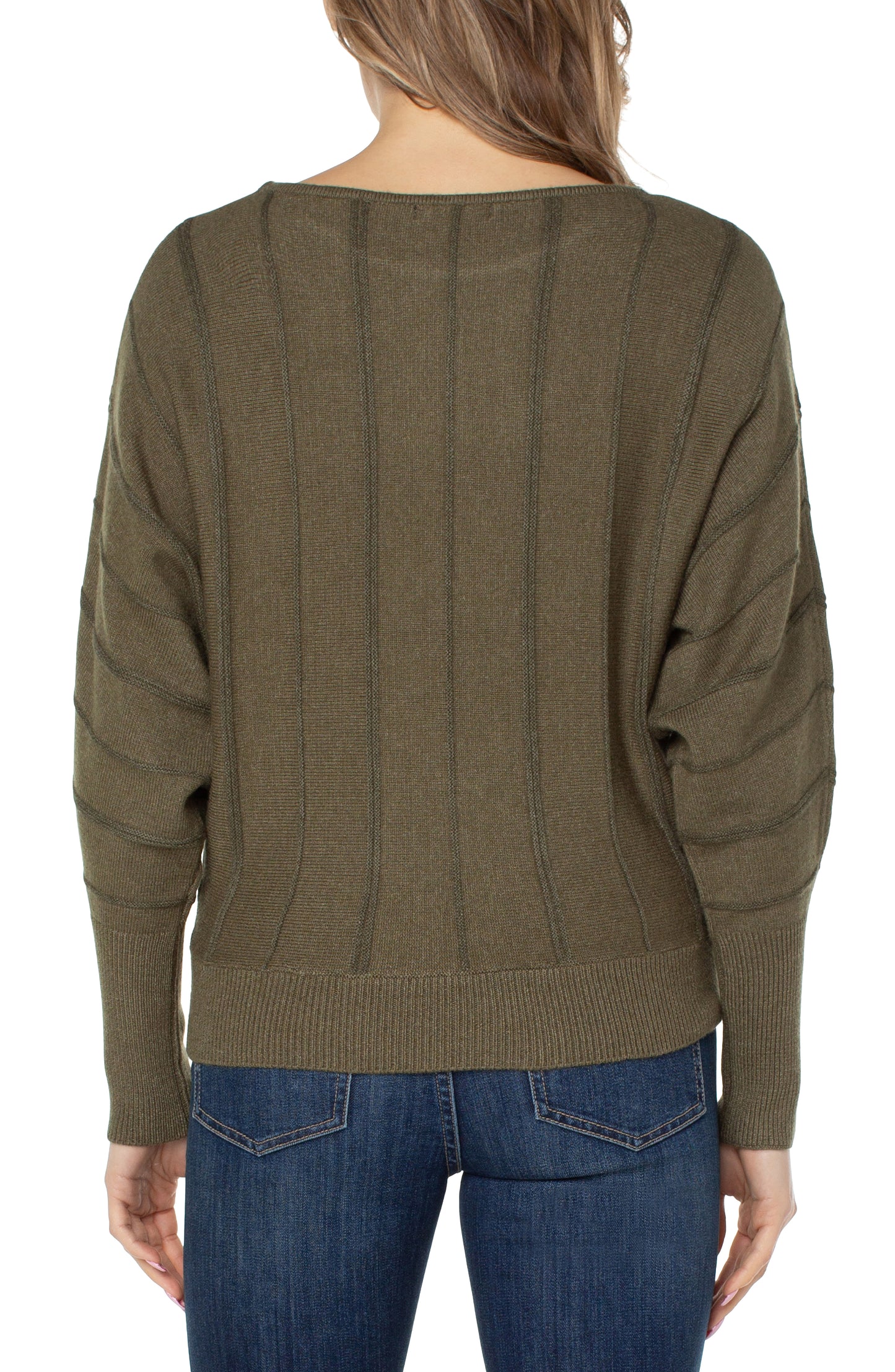 Liverpool Long Sleeve Crew Dolman Sweater w/ Stripe (Solids)