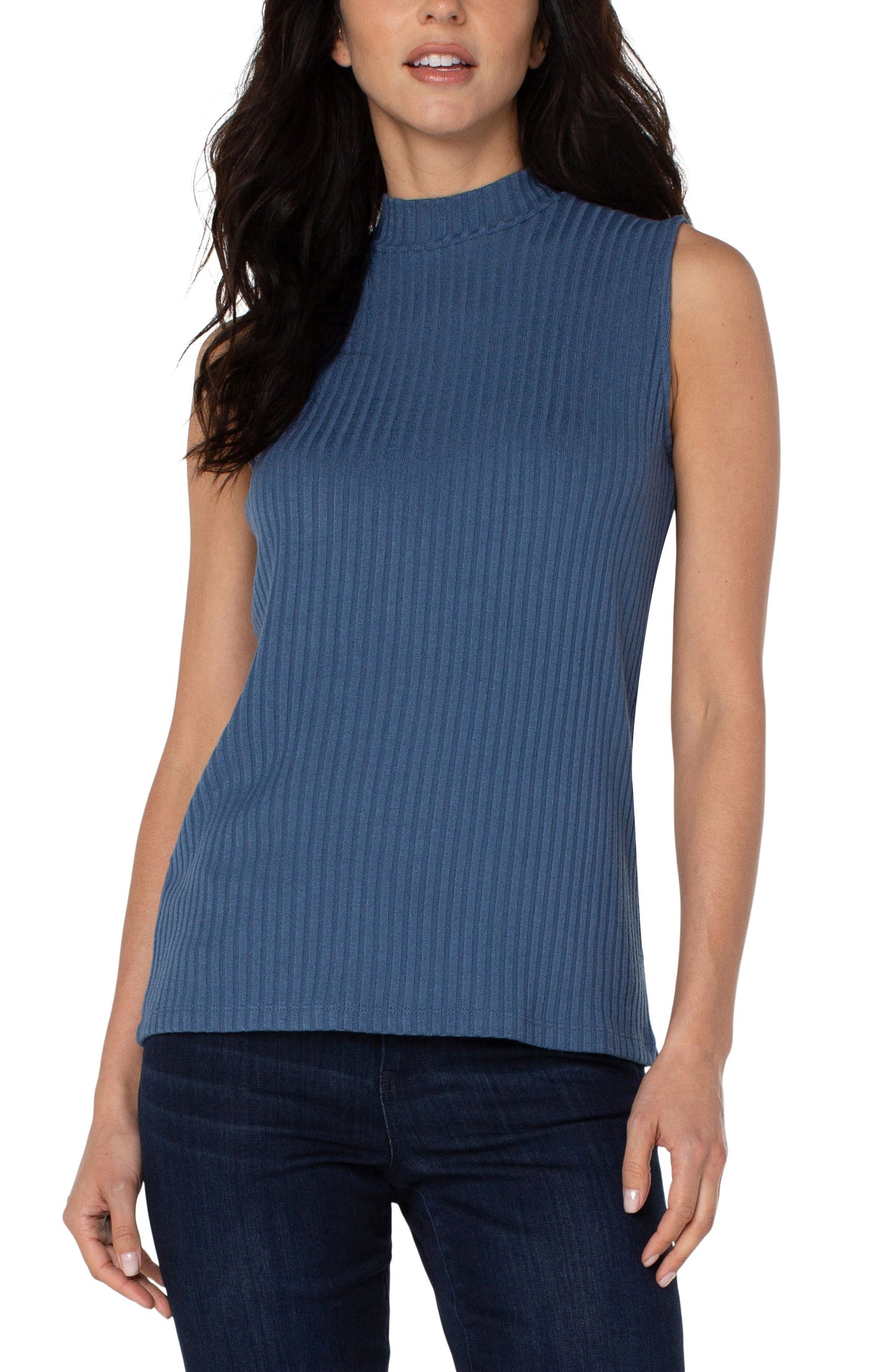 Liverpool Mock Neck Sleeveless Knit Top (solid)
