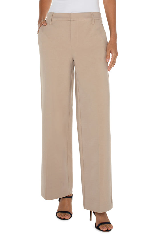 Liverpool Kelsey Wide Leg Trouser (31" inseam) (Biscuit Tan)