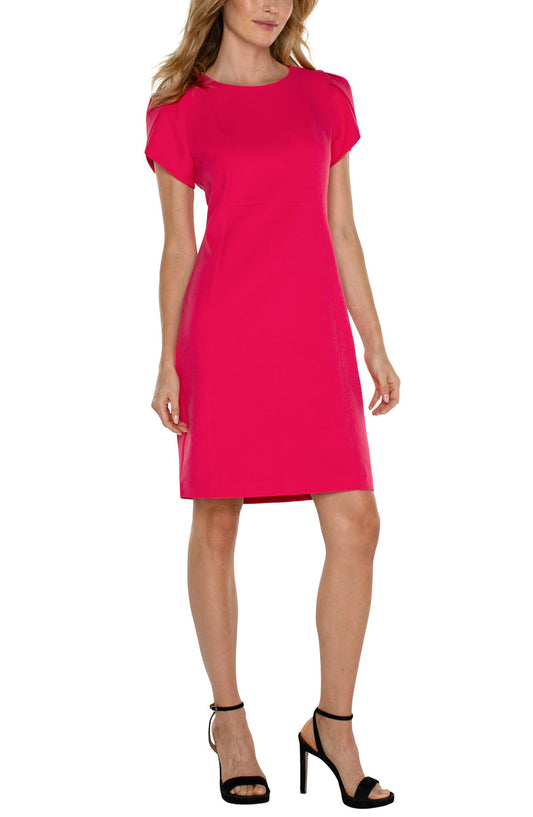 Liverpool Tulip Sleeve Sheath Dress (Pink Punch)