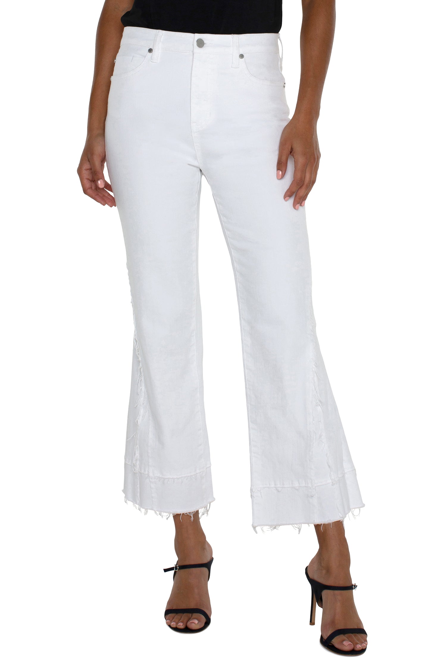 Liverpool Hannah High Rise Crop Flare w/Crafty Seaming (Bright White)