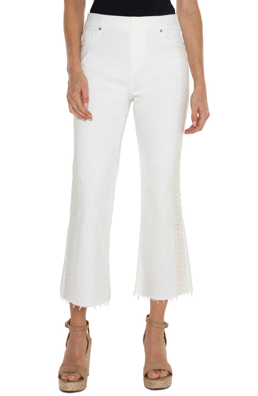 Liverpool Chloe Crop Flare with Fray Hem (Bright White)