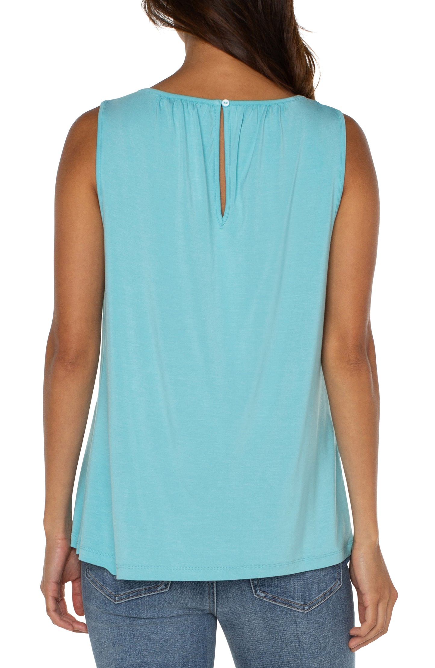 Liverpool A-line Sleeveless Knit Top w/Keyhole (Turquoise Tide)