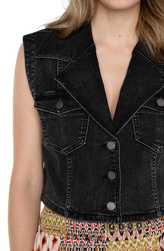 Liverpool Notch Collar Crop Vest (Rawlins)