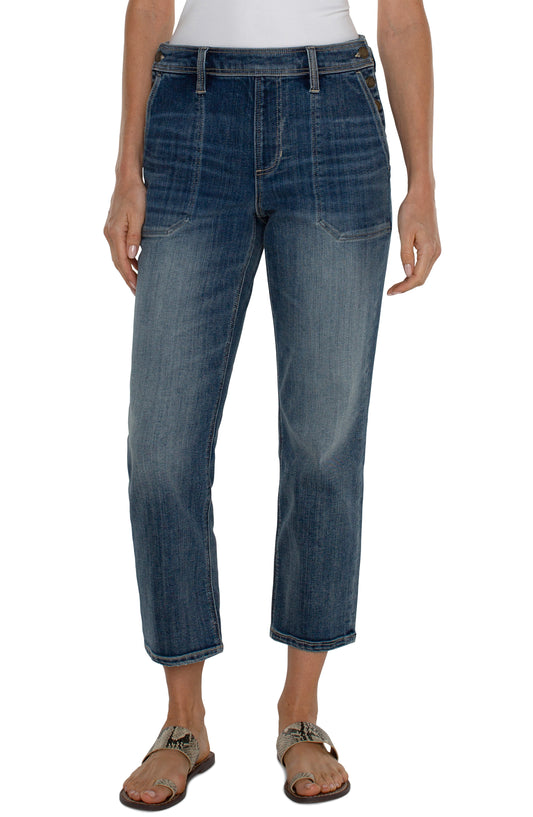 Liverpool High Rise Crop Straight with Side Button Closer (26" inseam) (Macbride)