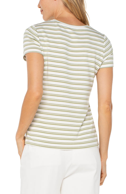 Liverpool Short Sleeve Crew Neck Knit Tee (Whipped Cream Lotus)