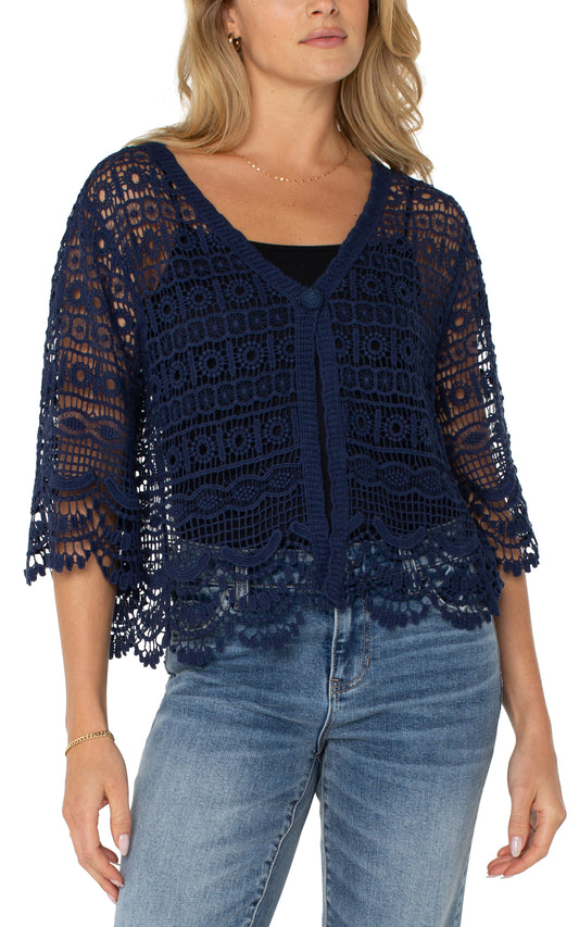 Liverpool Short Sleeve Lace Bolero (Navy)