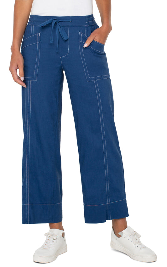 Liverpool Pull on Drawstring Wide Leg (29" inseam) (Goddess Blue)