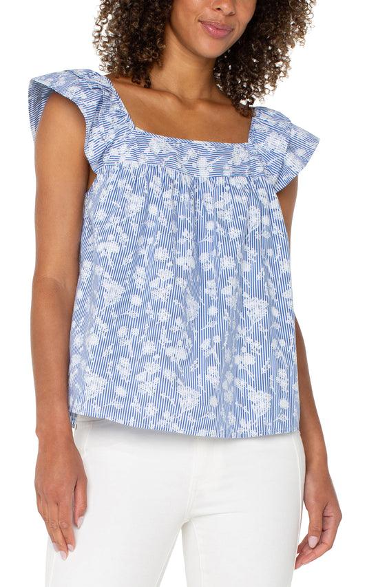 Liverpool Short Sleeve Square Neck Woven Blouse Front