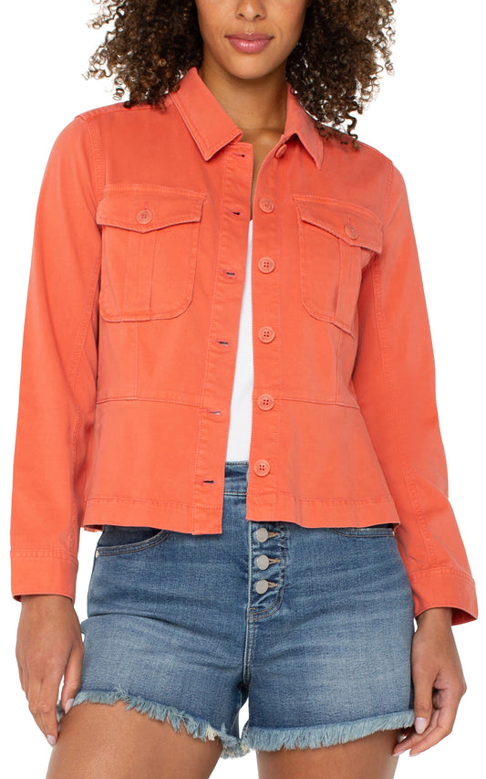 Liverpool Peplum Hem Trucker Jacket (Papaya)