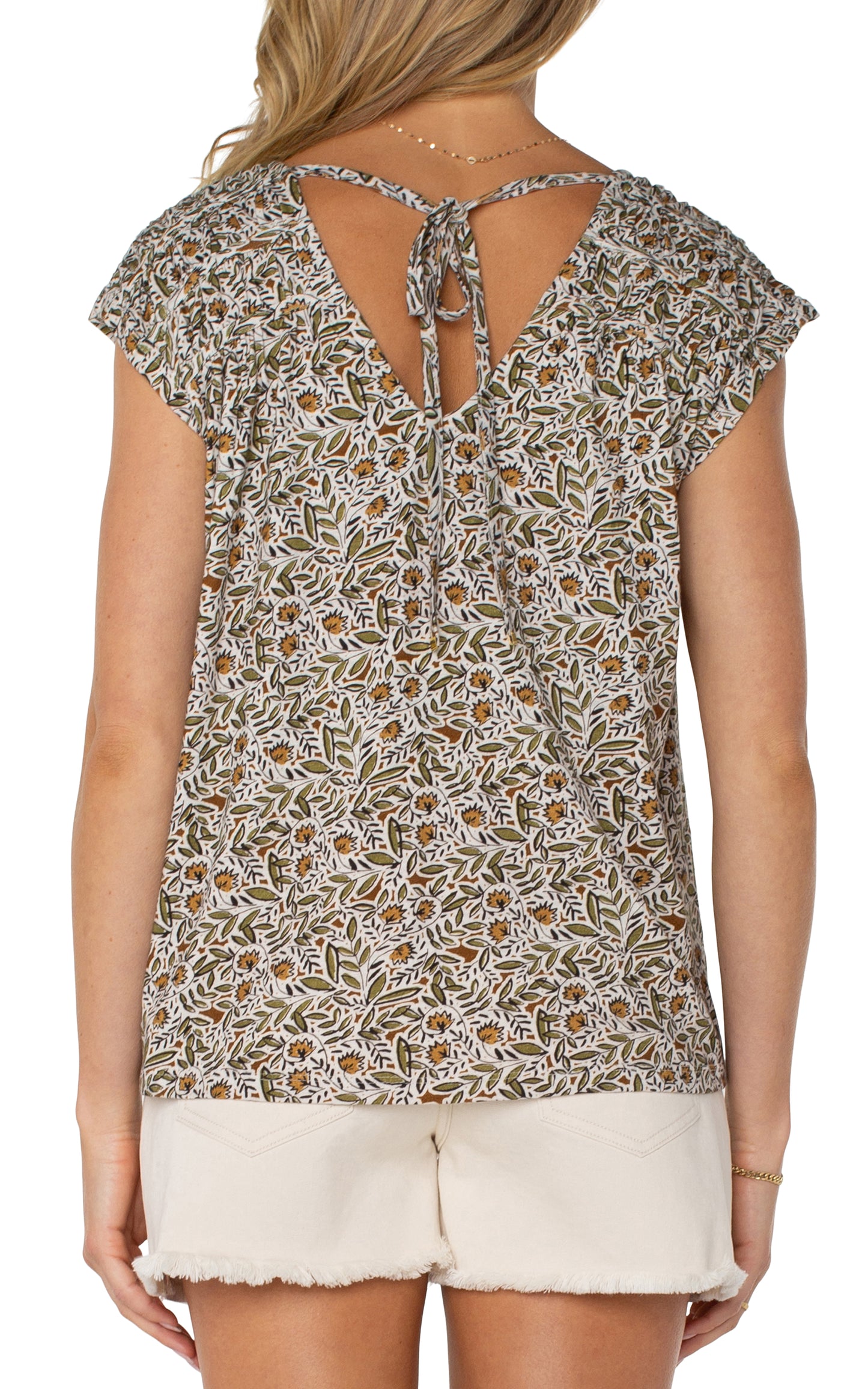 Liverpool Short Sleeve Dolman Tie Back Knit Top
