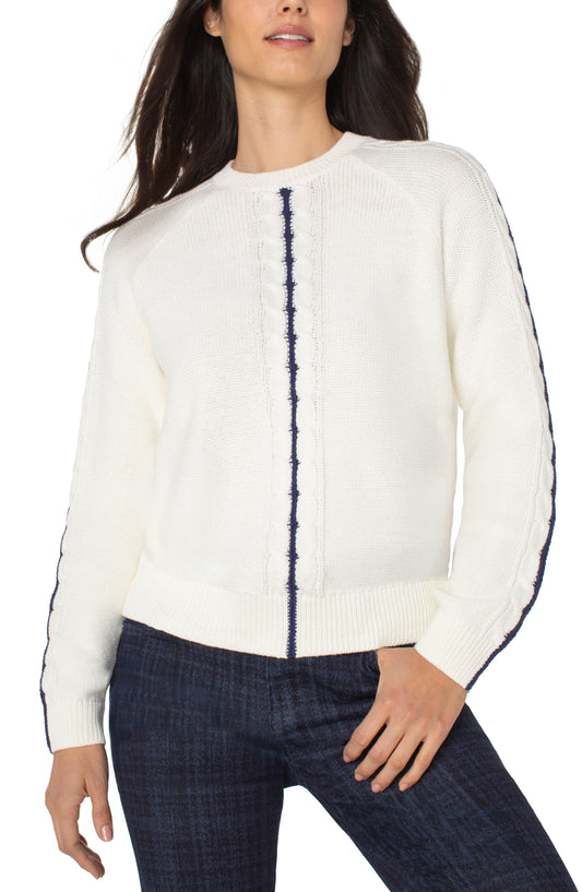 Liverpool Long Sleeve Crew Neck Raglan Sweater (Whisper White/Navy)