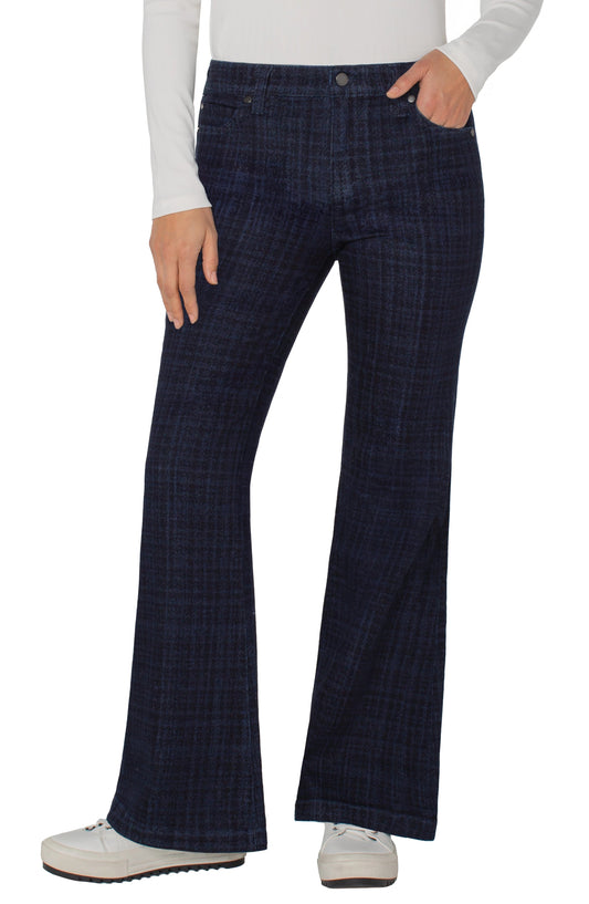Liverpool Hannah Flare (32" inseam) (Indigo Plaid)