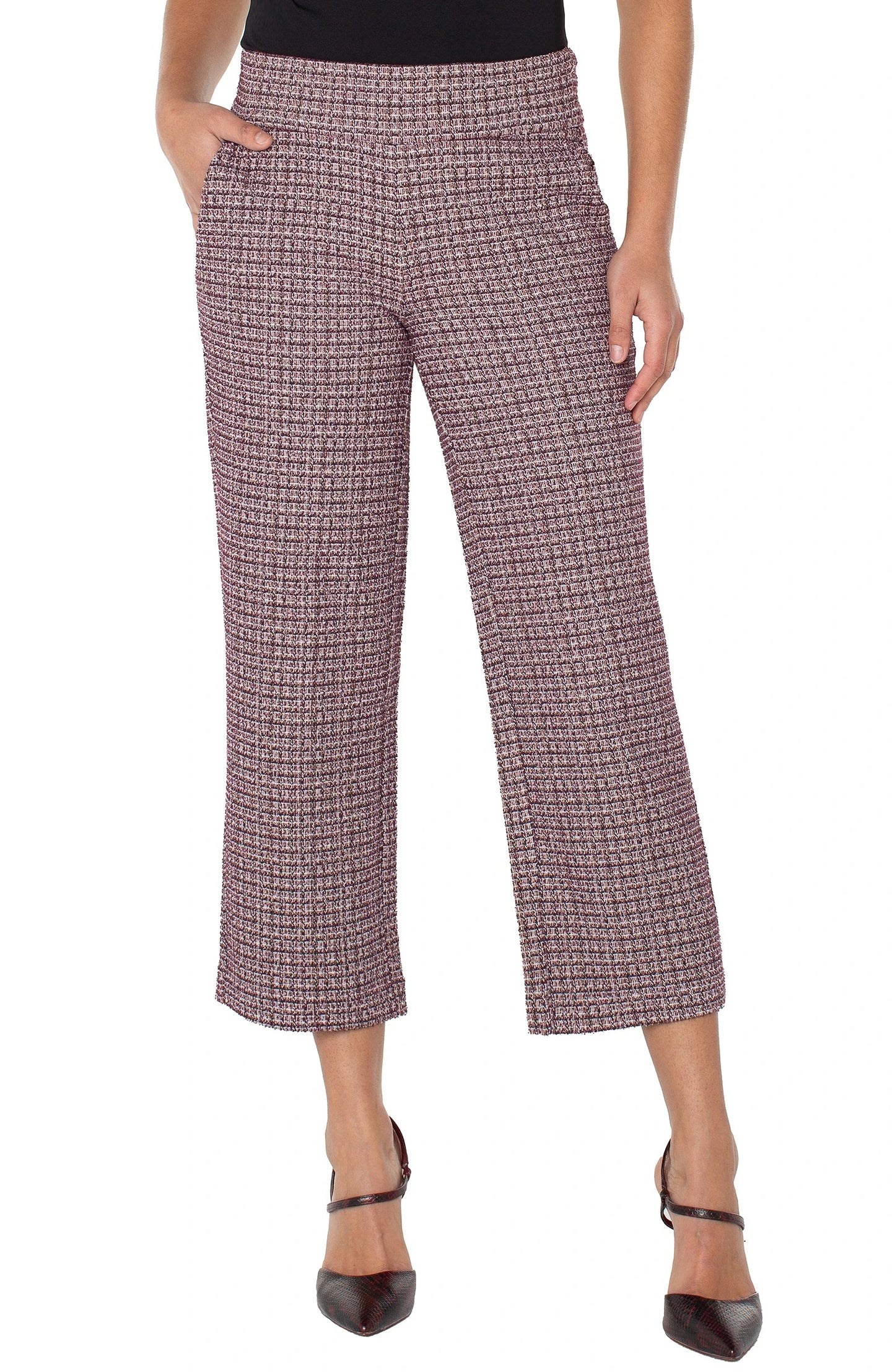 Liverpool Mabel Pull-on Crop Stovepipe (25" inseam) (Wine Multi)