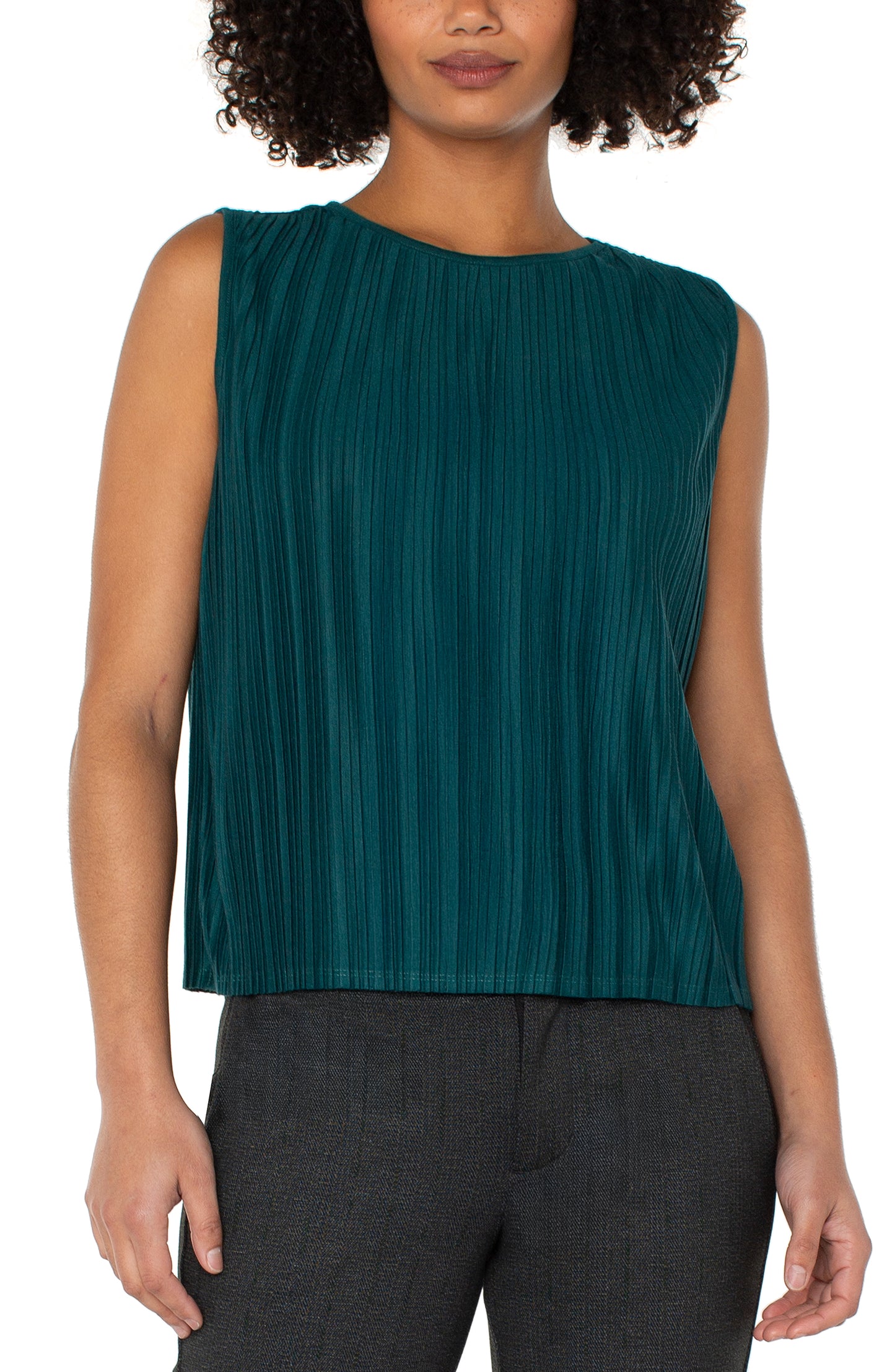 Liverpool Sleeveless Crew Neck Knit Top (Emerald)