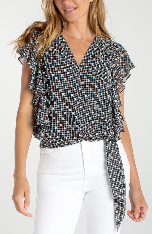 Liverpool Draped Front Top W/ Waist Tie