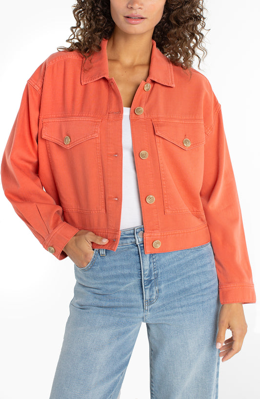 Liverpool Oversized Cropped Denim Jacket