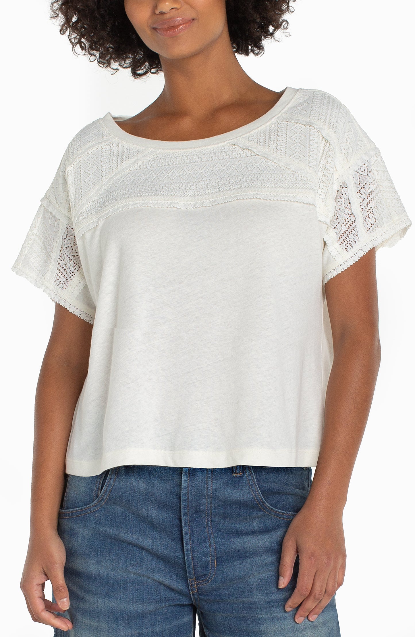 Liverpool Short Sleeve Dolman Boat Neck Knit Top