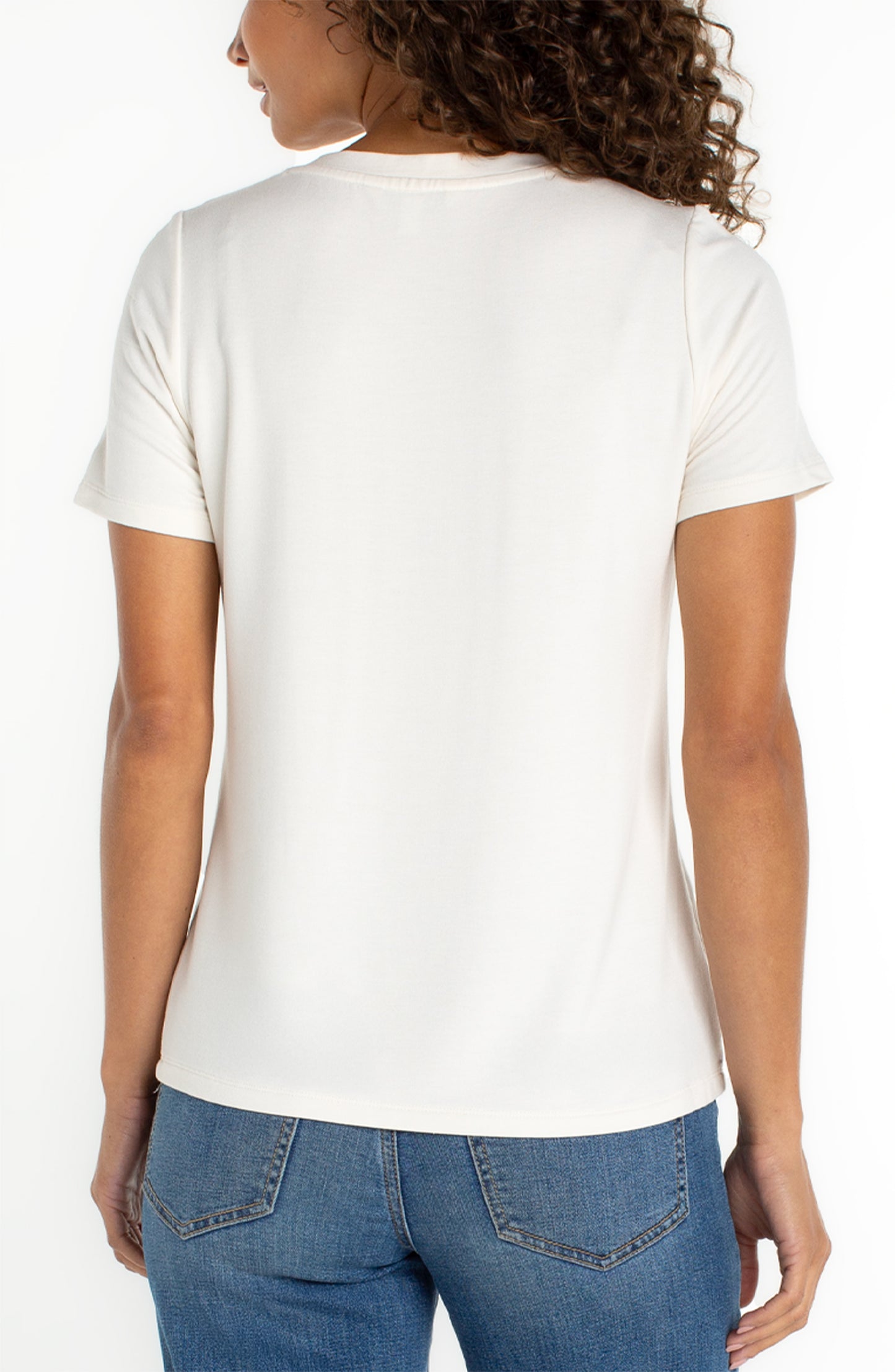 Liverpool Short Sleeve V-neck Knit Tee (white)