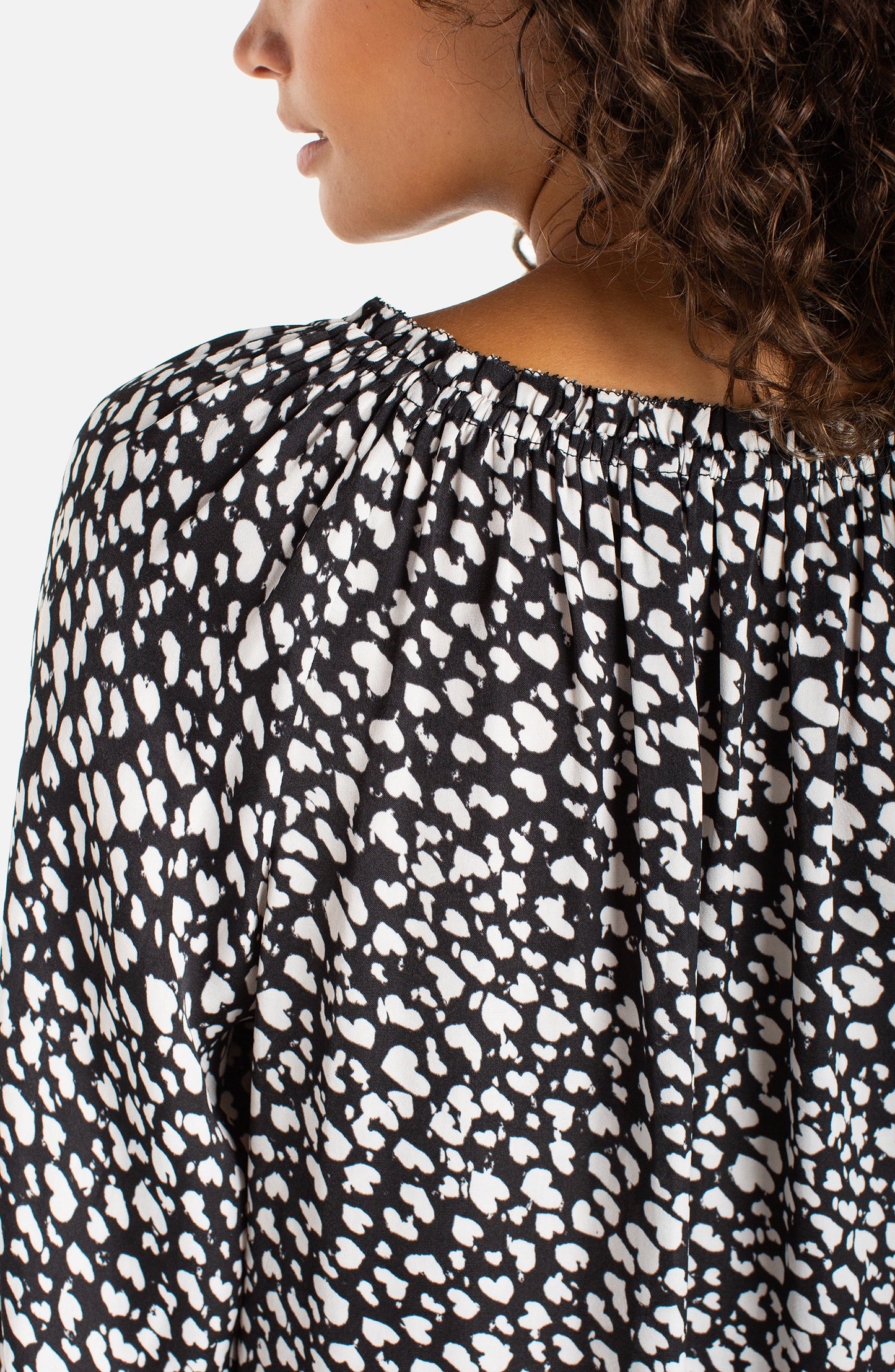 Liverpool 3/4 Sleeve Button Front Woven Top W/ Ruffle Details