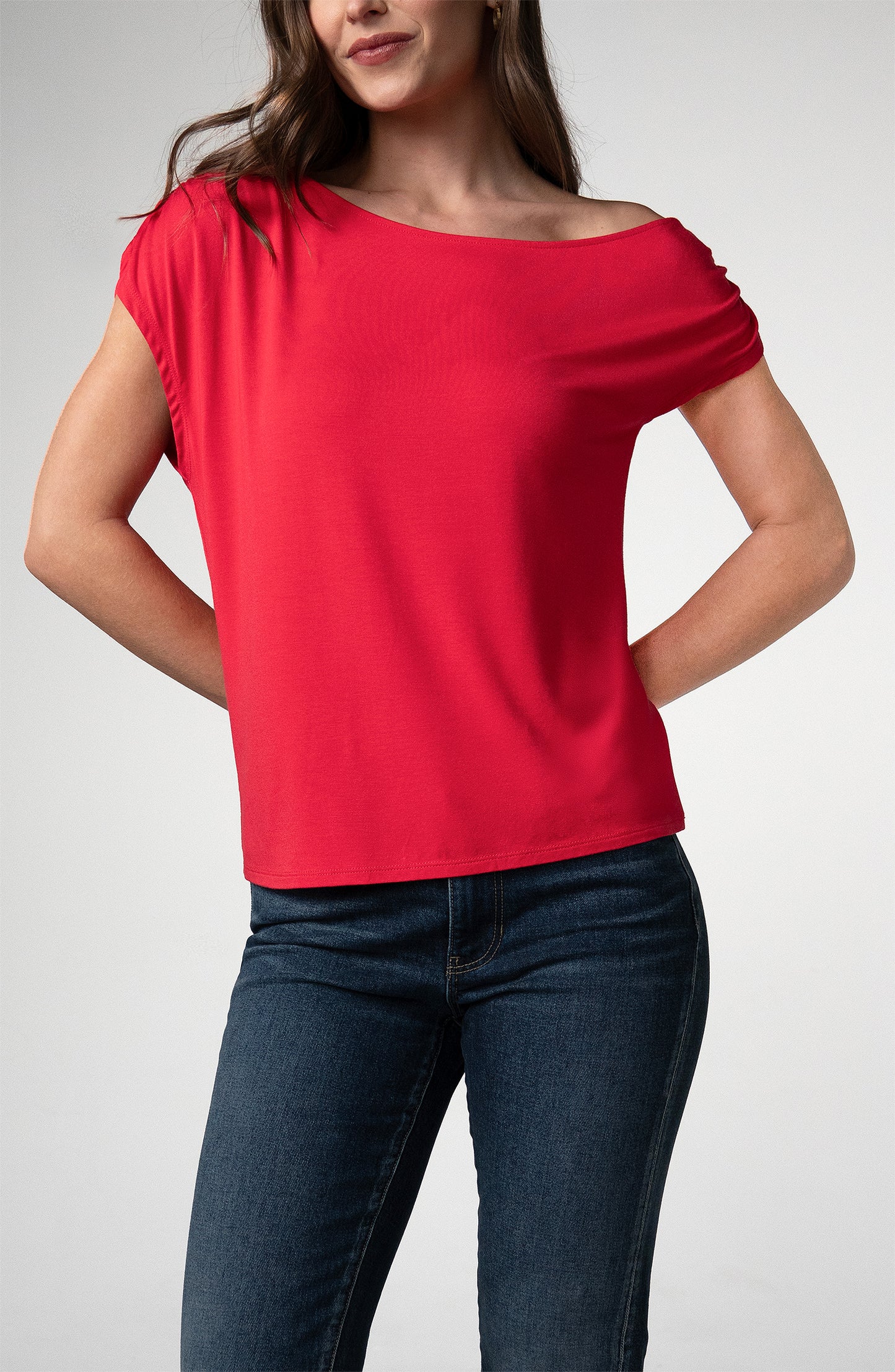 Liverpool Asymmetrical Off-Shoulder Knit Top