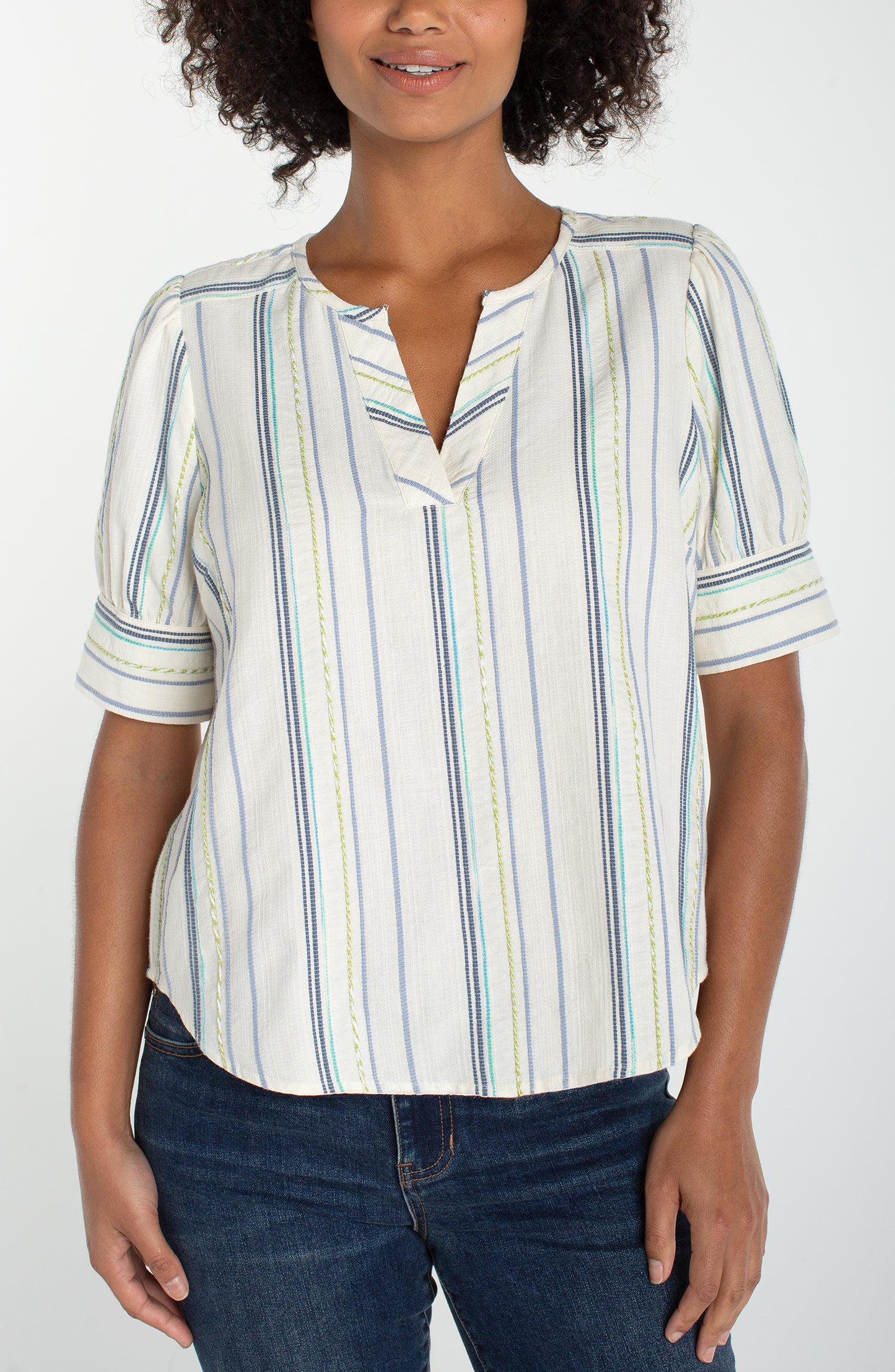 Liverpool Short Sleeve Popover Woven Top