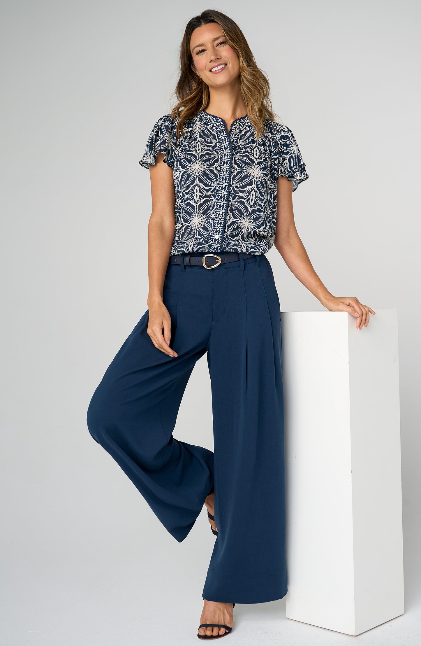 Liverpool High-Rise Pleated Wide Leg Trouser