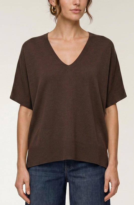 Liverpool Short Sleeve V-Neck Dolman Popover Sweater (Java)