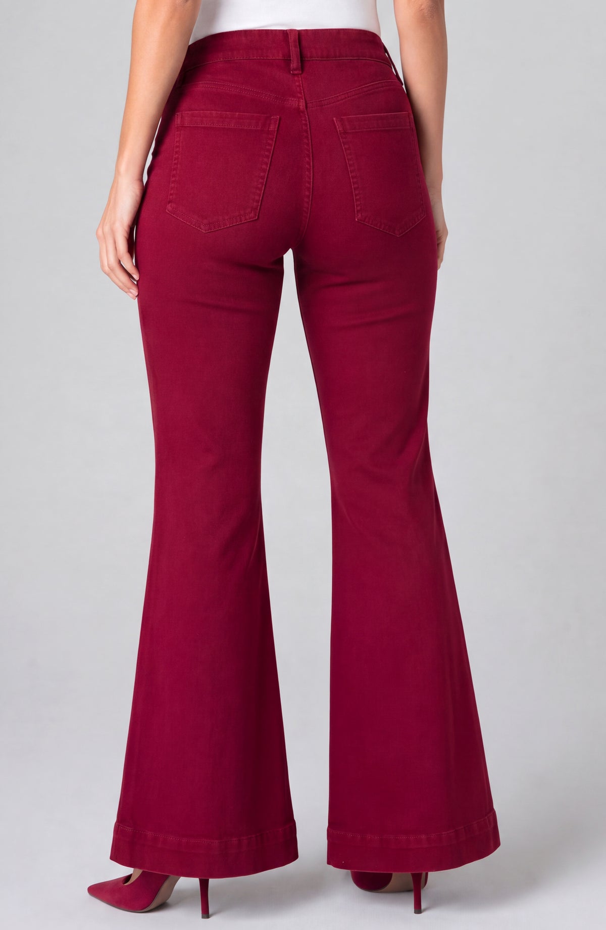 Liverpool Hannah Comfort Waist Flare W/ Wide Hem (Deep Cranberry)