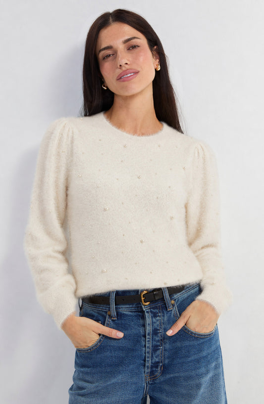 Liverpool Long Puff Sleeve Crew Neck Sweater