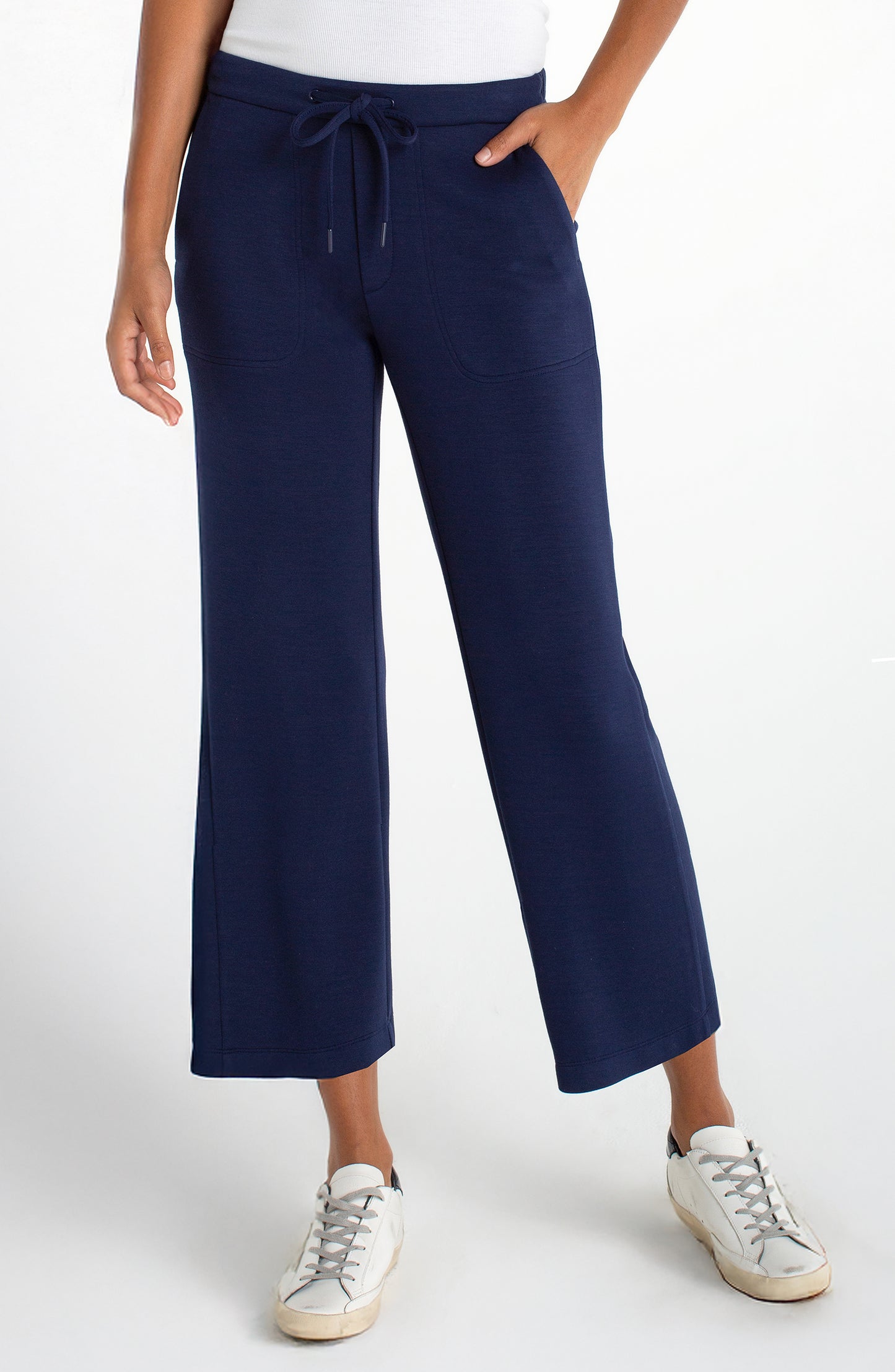 Liverpool Pull-on Wide Leg Crop Trouser (25" inseam) (Deep Midnight)