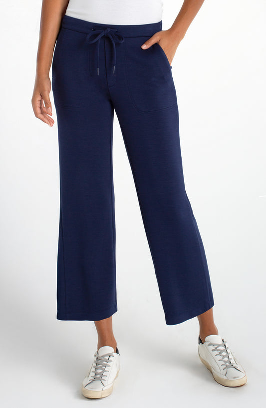 Liverpool Pull-on Wide Leg Crop Trouser (25" inseam) (Deep Midnight)