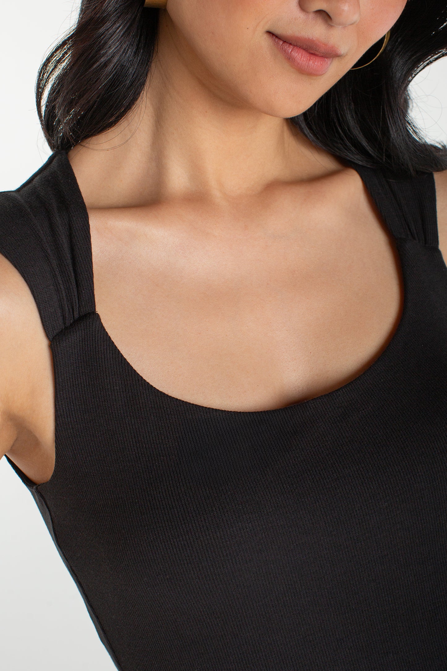 Liverpool Sleeveless Built-in Bra Knit Top (Black)