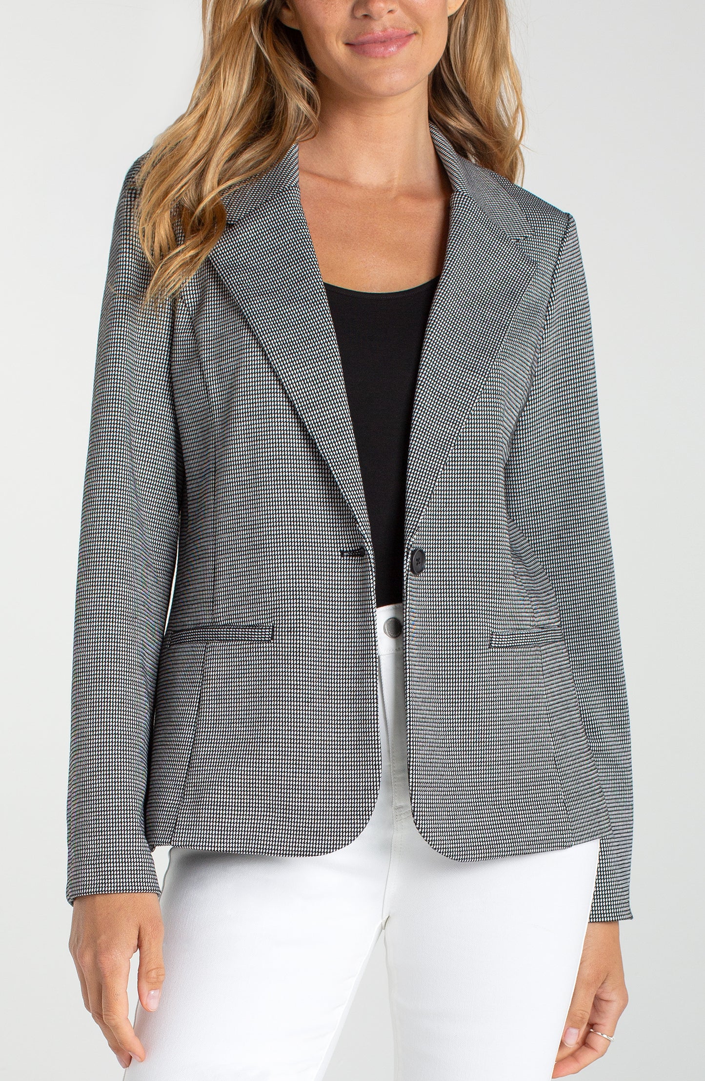 Liverpool Fitted Blazer (Black and White Mini Check)