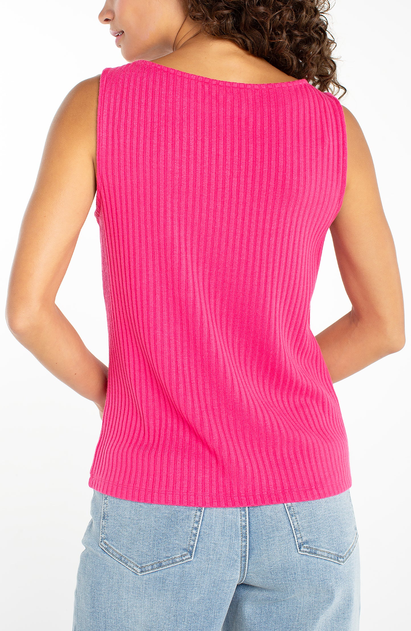 Liverpool Sleeveless Boat Neck Rib Knit Top (Diva Pink)