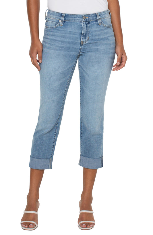Liverpool Charlie Crop Wide Rolled Cuff Jeans (Champlain)