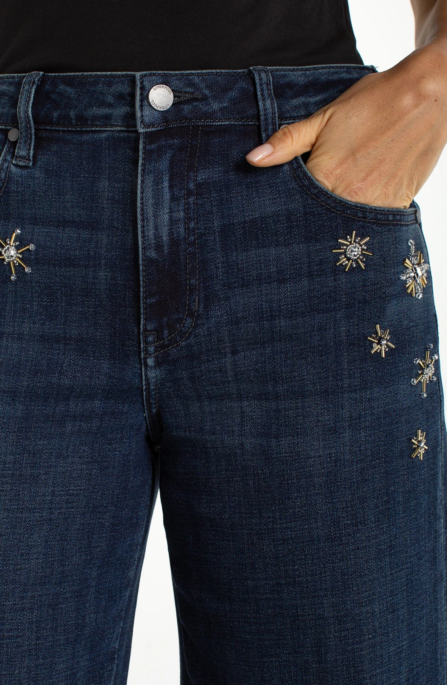 Liverpool Stride Wide Leg (30" inseam) (Crystal Snowflake)