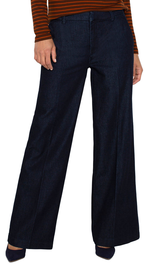 Liverpool Kelsey Wide Leg Trouser (31" inseam) (Indigo Rinse)