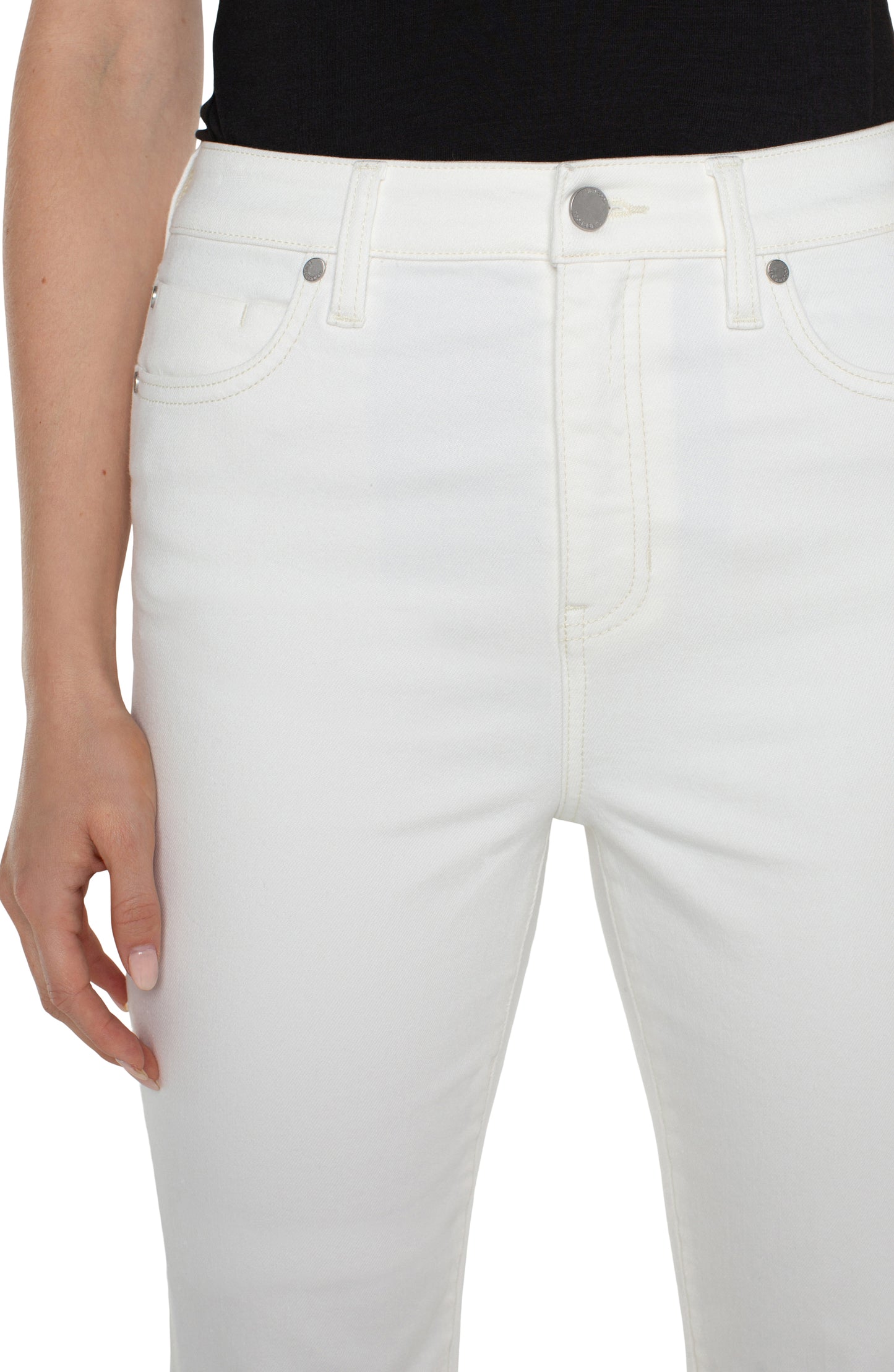 Liverpool Hannah High Rise Flare w/ Twisted Sideseam Slit (bone white)