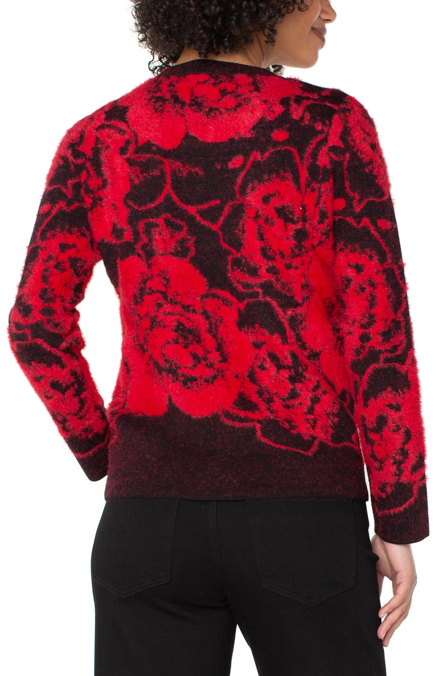 Liverpool Long Sleeve Crew Neck Sweater (Black Red Floral)